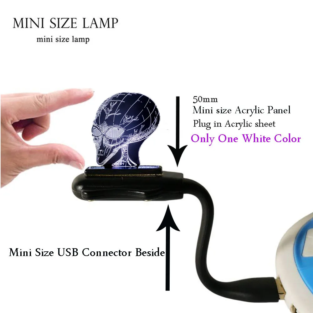 Mini USB Lamp Креативный художественный 3D визуализация цветок череп светодиодный светильник арбалет голограмма голова ночник Хэллоуин Декор Игрушка RGB - Испускаемый цвет: Mini USB Lamp