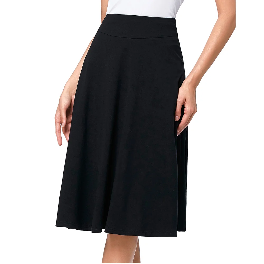 black skirt 1 Летние модные юбки, Женская офисная юбка с высокой талией, Saias faldas jupe, элегантная винтажная Хлопковая женская плиссированная юбка миди - Цвет: black skirt 1