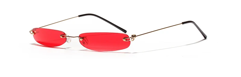 clear red Peekaboo крошечные узкие прямоугольные солнцезащитные очки для женщин без оправы тонкий конфетных цветов маленькие солнцезащитные очки для мужчин прозрачные линзы uv400 - Цвет линз: clear red