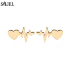 Женские серьги-гвоздики SMJEL, сердца с сердцебиением, электрокардиограмма, подарок для девушки, S175