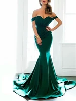 vestidos curto new green off the shoulder mermaid ruched formal prom dresses 2019 long evening party dress robe de soriee