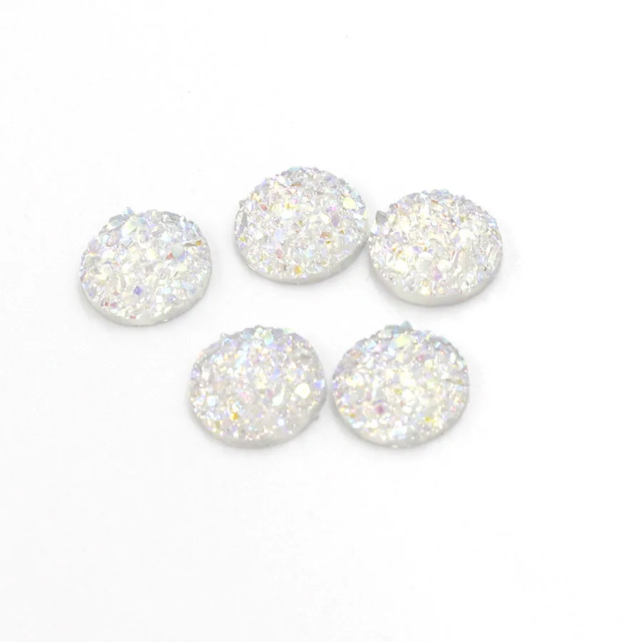 Jaymaxi 10 мм AB Цвет Druzy камень смола круглая плоская спина, кабошон для DIY украшения ювелирных изделий на заказ многоцветный 100 шт./лот