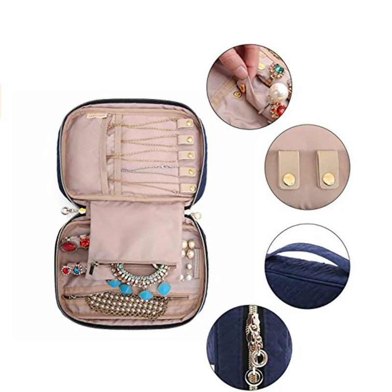 

Multifunction Jewelry Storage Box Organizer Zipper Display Travel Case Necklace Bracelet Earring Ring Portable Pouch Bag C35