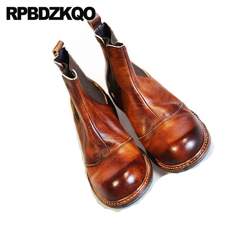 2018 осень осенняя ботильоны слипоны короткие мужская коренастый итальянский