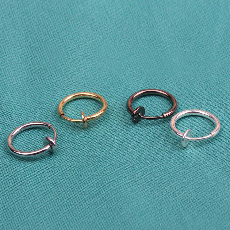 Серьги кольца в стиле панк для имитации пирсинга носа губ 4 цвета 1 шт. 10