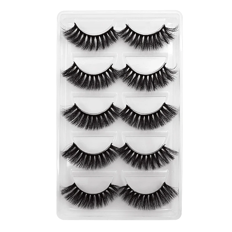 Накладные ресницы 3d норковые волосы натуральные густые 5 пар длинные крестовые