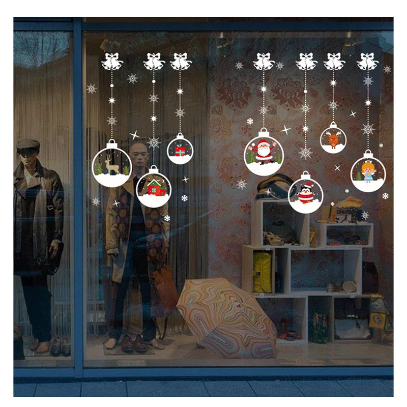 Christmas Room Santa Claus Snowmen Elk Wall Stickers Window decor | Дом и сад