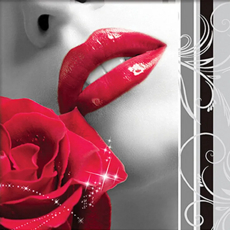 Алмазная 5D Вышивка с красными губами и розой набор для алмазной мозаики сделай