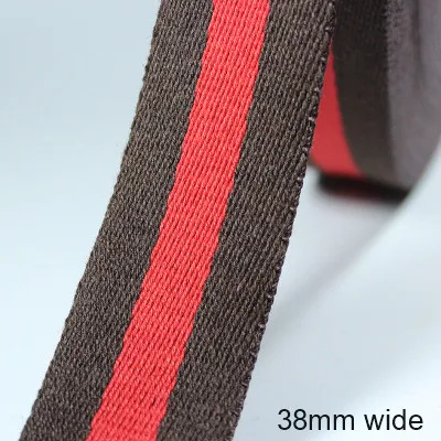 Coffee red 38mm 2 ярда 32 мм 38 мм 1," широкий хлопок тесьма Черный Бежевый Черный Красный Полосатый полиэстер хлопок лента саржевая сумка - Цвет: Coffee red 38mm