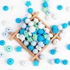 TYRY.HU 40 шт. спиральные чечевичные силиконовые бусины для прорезывания зубов конфеты звезда пищевой детский кулон DIY ожерелье аксессуары для кормления набор бусин