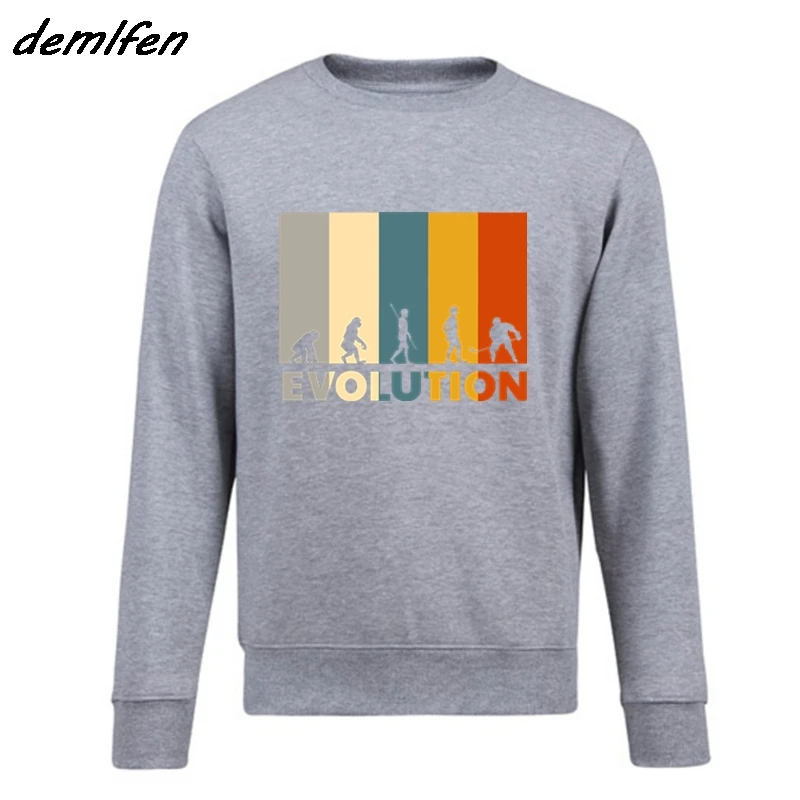 Mankind Evolution Ice Hockeyer Hoodie 80s Vintage Retro Funny Clothing Casual Pullover Sweatshirts Hip Hop Coat Tops | Мужская одежда
