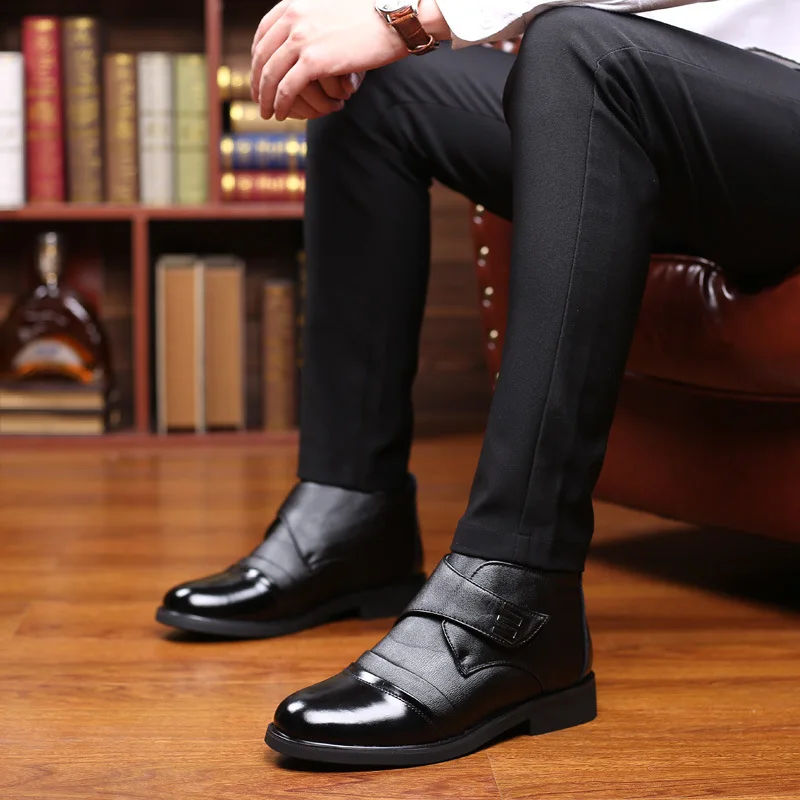 Большие Size38-46 мужская повседневная обувь зимняя хлопковая кожаная Теплая