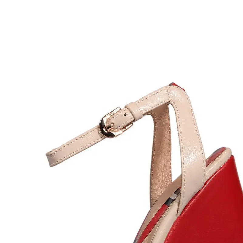 RAZAMAZA 5 Colors Size 34-42 Simple Women Real Genuine Leather High Wedges Sandals Ankle Strap Peep Toe Platform Summer Shoes | Обувь