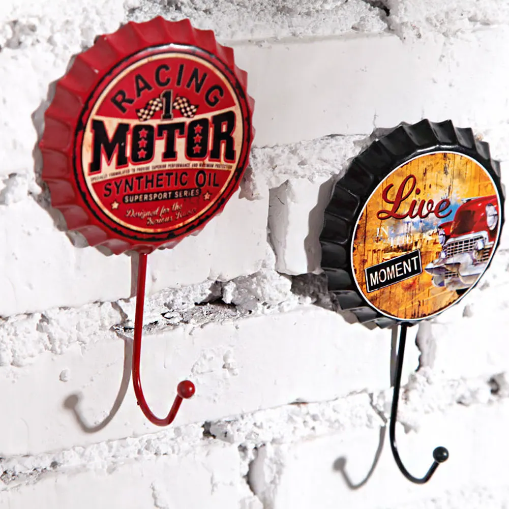 

Creative Retro Metal Beer Bottle Cap Sign Wall Hook Bar Pub Clue Decoration Accessary Metal Painting Antique Gift bar Pub Decor