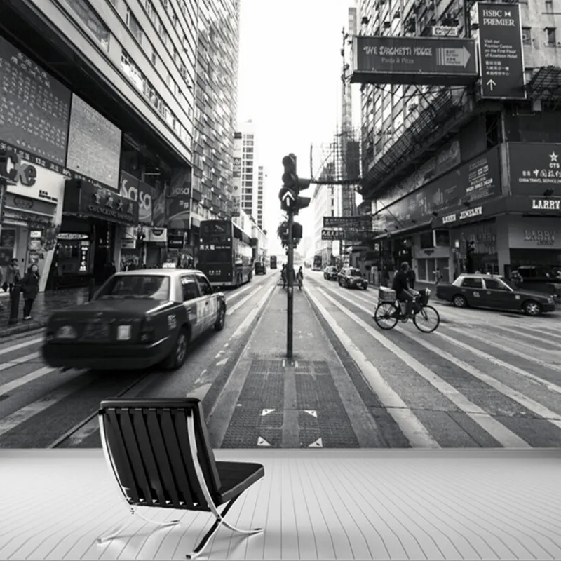 Современные обои фотообои, 3d обои, вид на улицу города, обои для украшения дома