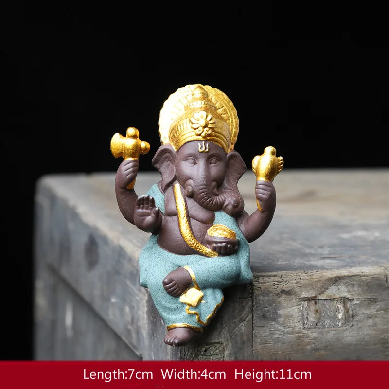 Керамические индийские статуэтки слон Бог Ганеша домашний декор фиолетовые