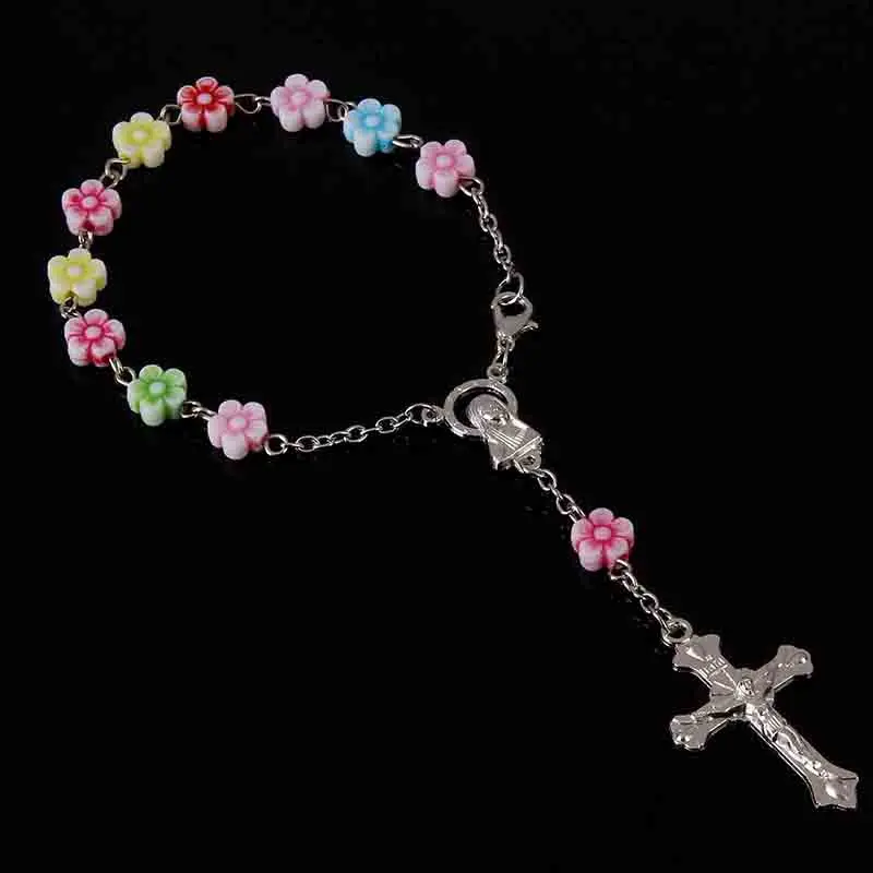 48 шт./католический браслет розовые бусины имитация Розария Детские четки для