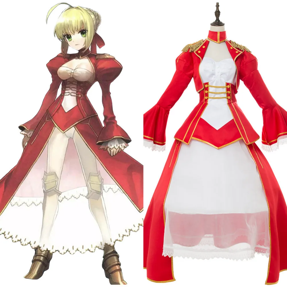 Fate/Extra: последний Encore Nero Saber костюм для косплея красное платье косплея|Костюмы