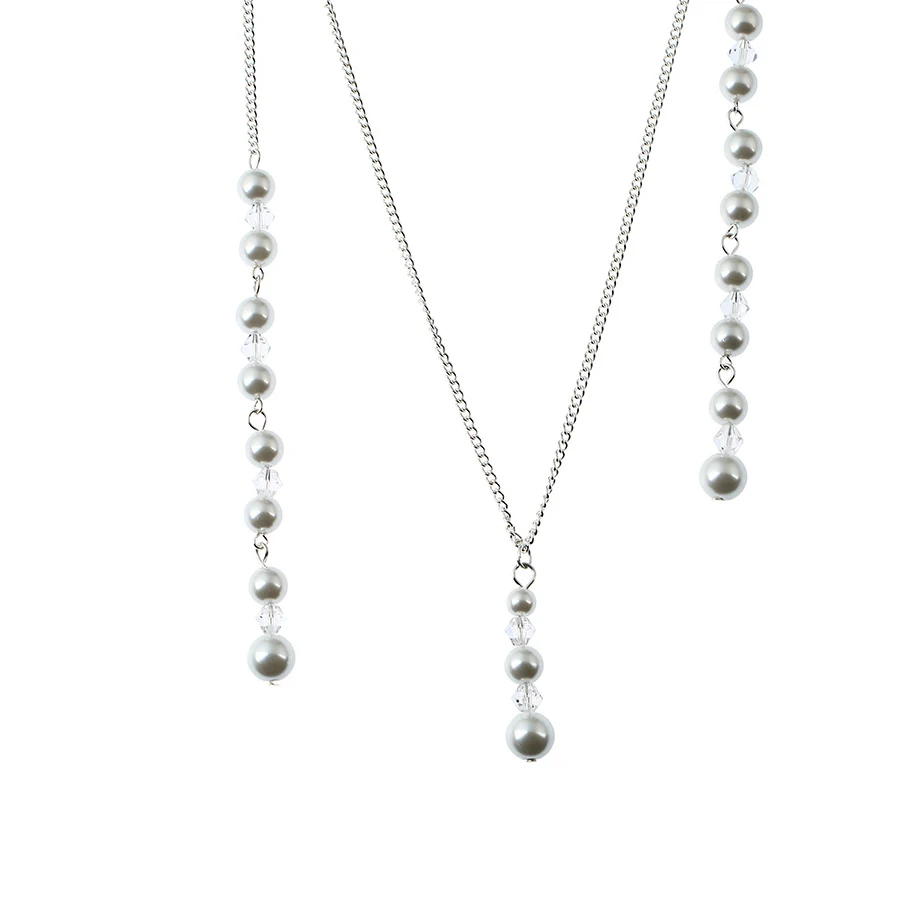 

High Quality Simulated Pearls Long Pendant Necklaces Elegant Tassel At The Back Fashion Bijoux For Bride Wedding Necklace Colar