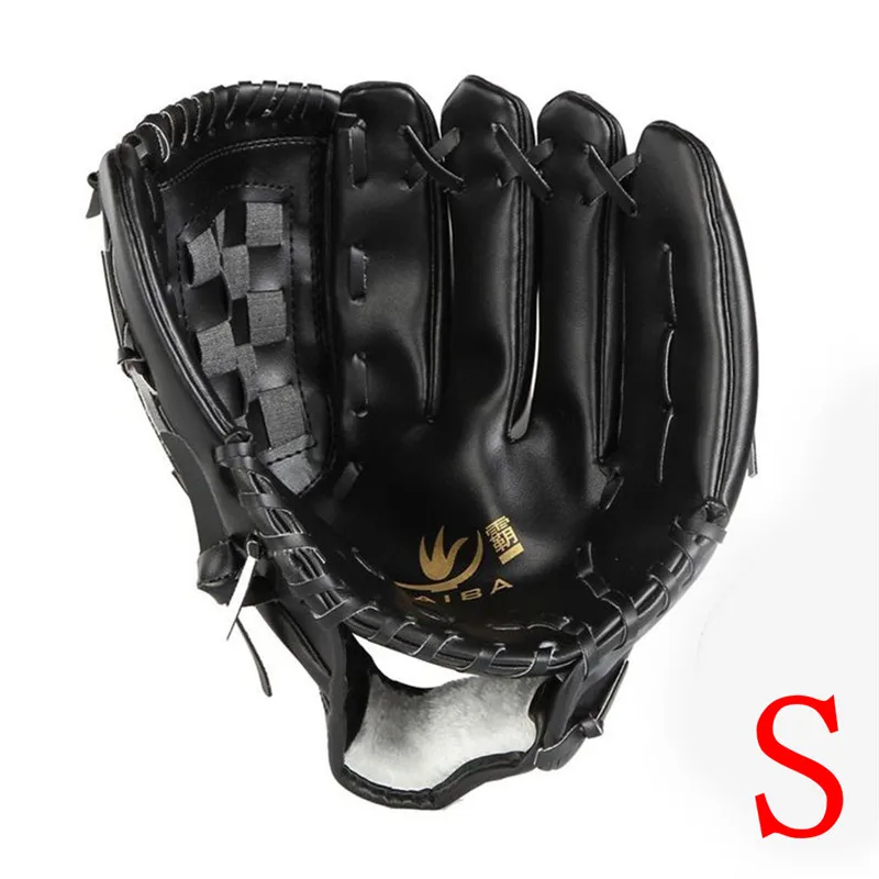 Black S Кожа ПВХ Бейсбол 10.5-12.5 дюймов перчатка левая рука Бейсбол софтбол обучение Прихватки для мангала Профессиональный Бейсбол аксессуар - Цвет: Black S
