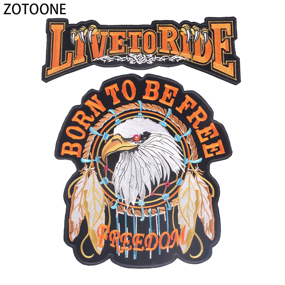 ZOTOONE Live To Ride термоклейкие нашивки для одежды орла аппликации из бисера большие