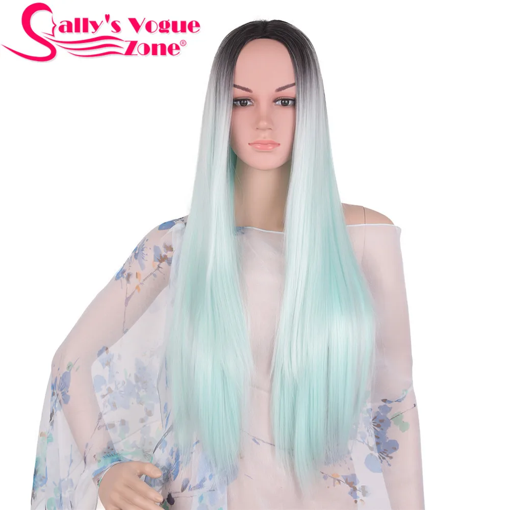 Sallyhair термостойкие 24 дюймов длинные волнистые косплей синтетические парики 280 г Омбре черный серый фиолетовый парик без кружева для женщин