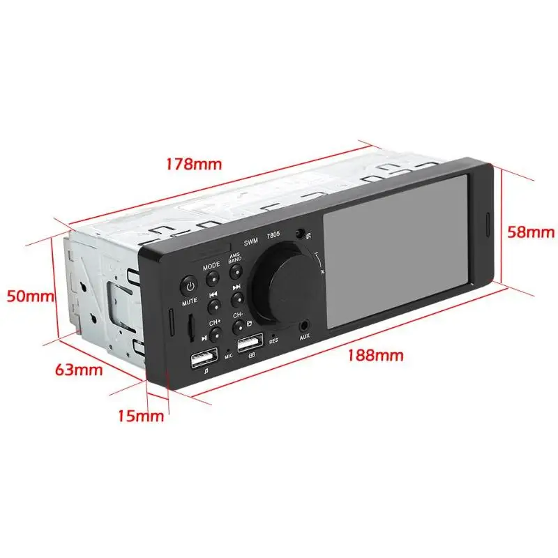 Автоматическая SWM 7805 1 DIN Автомобильная стерео 4,1 дюймов Bluetooth USB радио головное устройство с поддержкой камеры заднего вида
