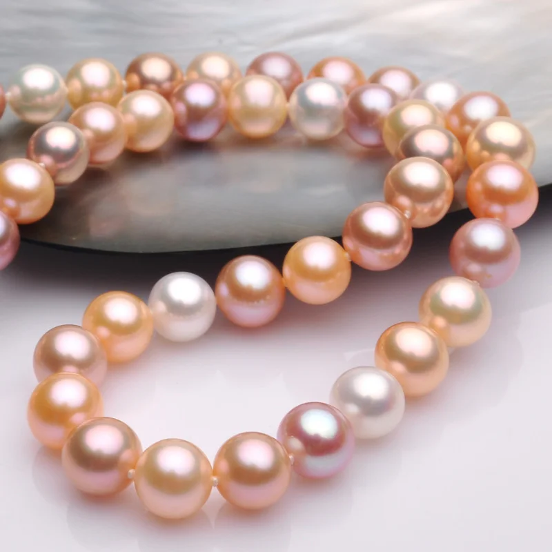 Женская цепочка с круглым пресноводным жемчугом 8-9 мм | Украшения и аксессуары