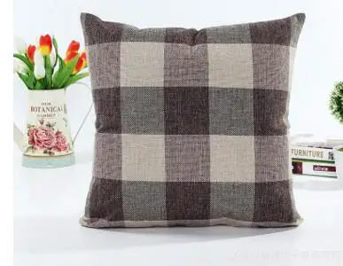 cotton and linen lattice pillowcase simple plaid cushion cover sofa lumbar pillow home decor | Дом и сад