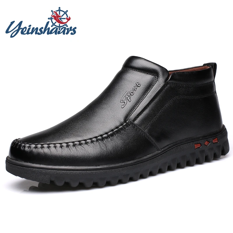 Мужские зимние ботинки YEINSHAARS с мехом теплые деловые классические мужские