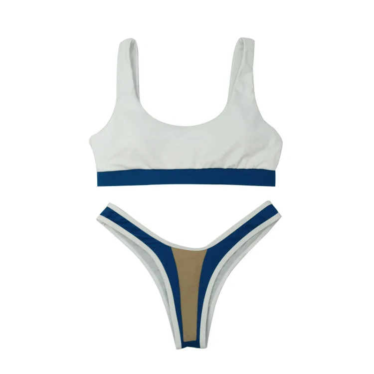 2019 новый летний однотонный комплект бикини для женщин пуш-ап немягкий