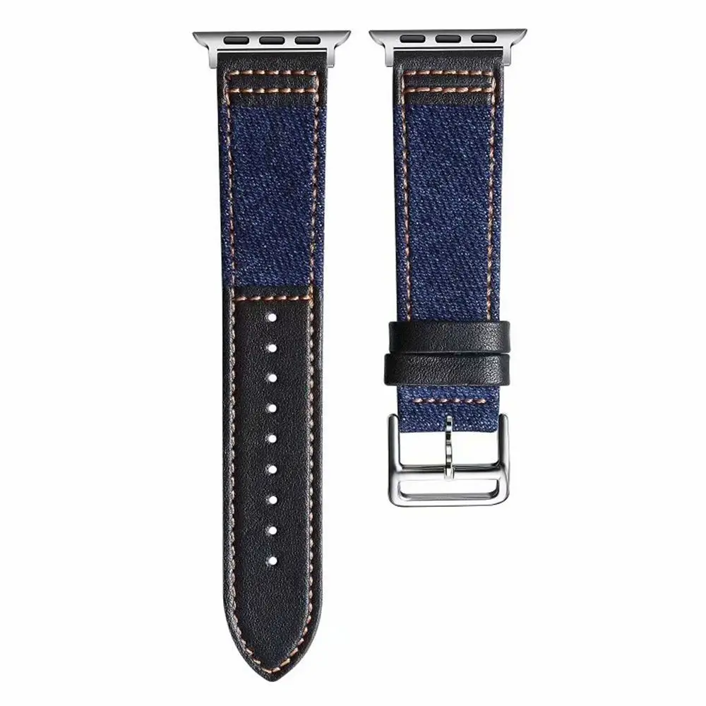 

Denim Stitching Wristband for Apple Watch SE Band 38mm 40mm 42mm 44mm Strap for iWatch Series 6 5 4 3 2 Leather Bracelet Belt