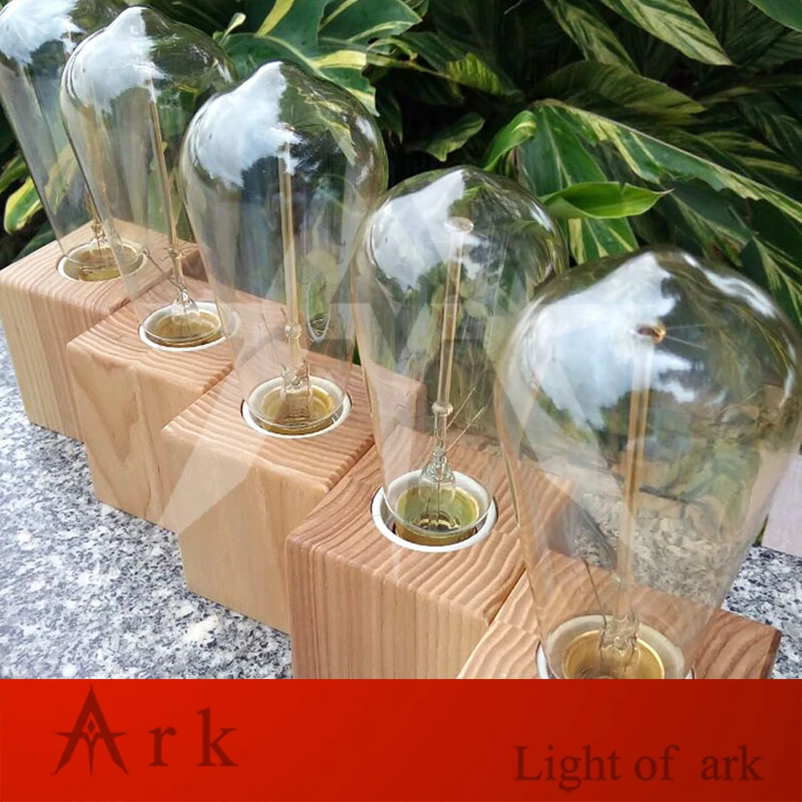 Винтажная настольная лампа с регулируемой яркостью и деревянными кубиками