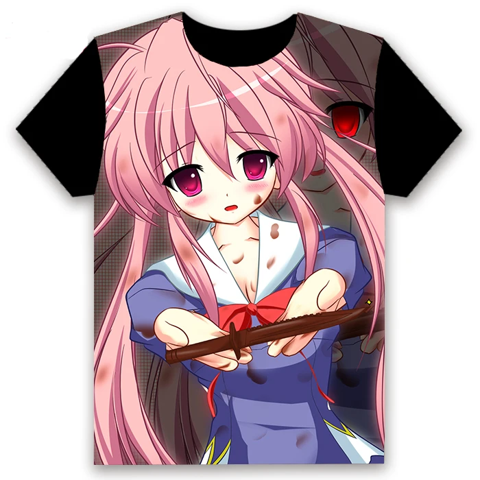 Аниме футболка Mirai Nikki Gasai Yuno косплей с коротким рукавом унисекс Повседневная