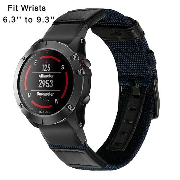 26 мм из натурального нейлона+ кожаный ремешок для часов Garmin Fenix 5X/3/3HR Quick Easy Fit ремешок для часов застежка из нержавеющей стали ремешок