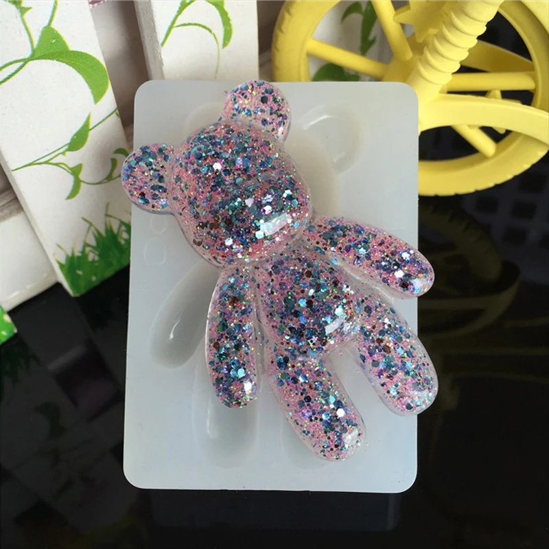 Transparent Silicone Pendant Mould Resin Bear Shape DIY Jewelry Making Tool Fondant Cake