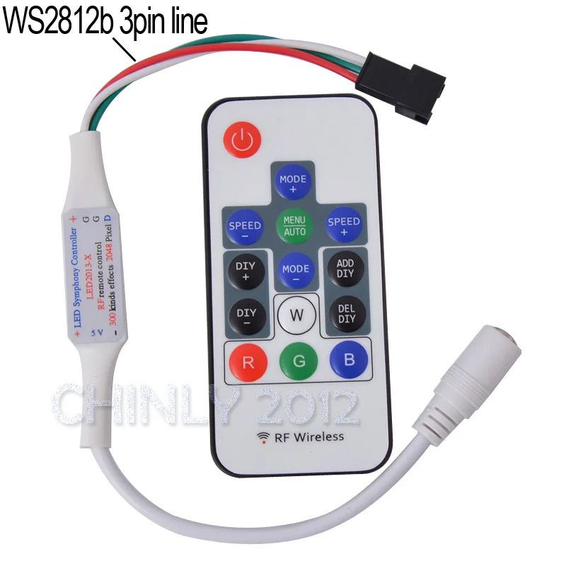 WS2812B пикселей Управление; цветная(RGB) Управление WS2811 SK6812 300 виды изменений Беспроводной RF цифровой Цвет Светодиодные ленты светильник DC 5 V-24 V