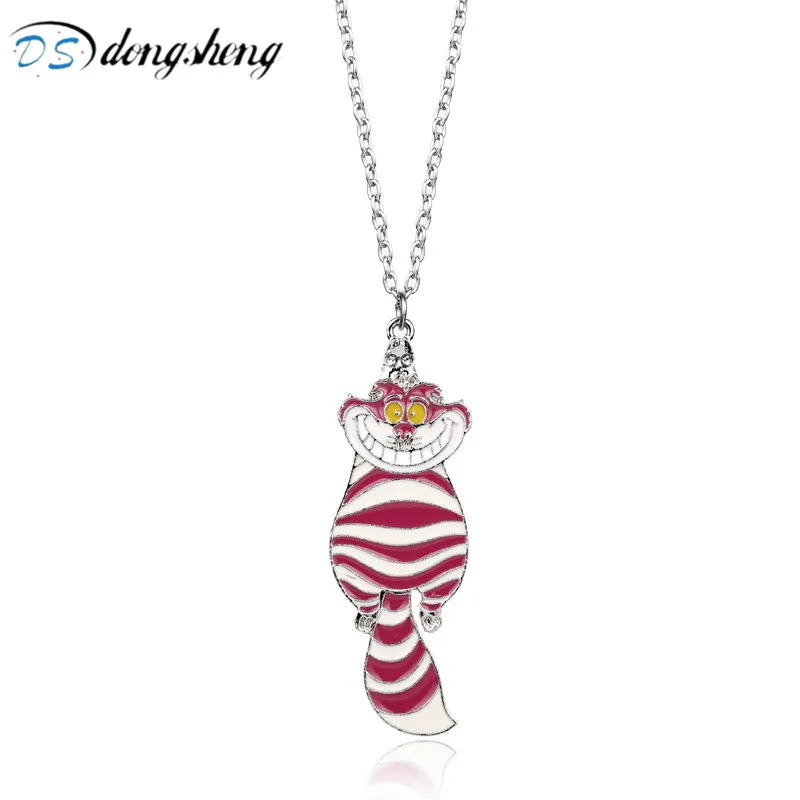 

dongsheng Fashion Jewelry Alice Wonderland Pink Cat Pendant Necklaces Women Girls Jewelry Cosplay Christmas Gift=