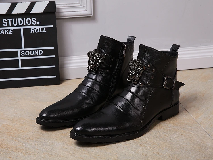 2017 модные мужские ботинки martin ботильоны из натуральной кожи с острым носком и