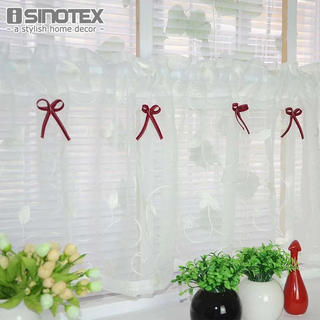 Оконная балдахина полуштора с вышивкой на заказ светлая затенение для кухонного