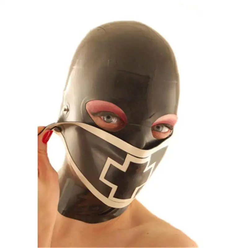 Сексуальная латексная маска медсестры капот натуральный латекс фетиш капоты