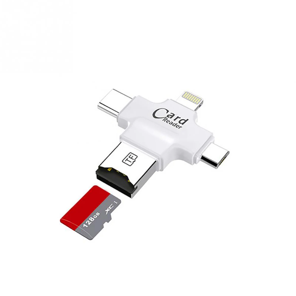 Адаптер для считывания карт памяти Ubit 4 в 1 Type c/Lightning/Micro USB/USB 2 0 адаптер OTG Android