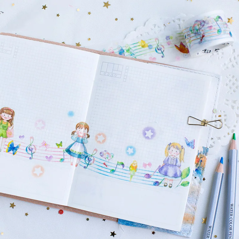 Лента маскирующая для музыкальных нот 3 см х 5 м|washi tape|masking tape washimasking |