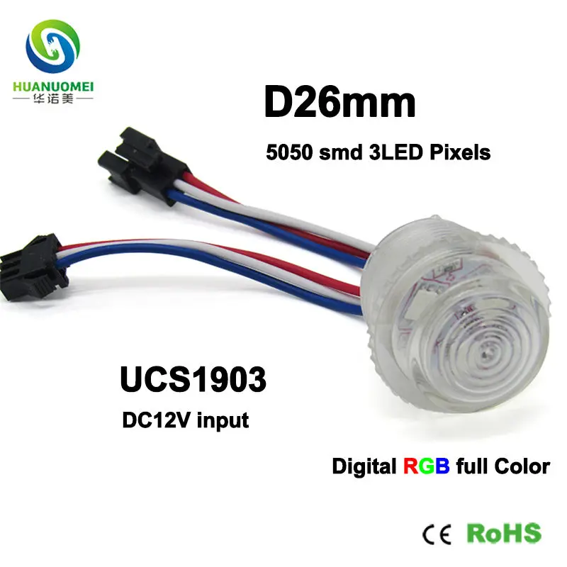 Пиксельная rgb-лампа 12 В 26 мм 3 светодиода адресная водонепроницаемая 5050 smd ucs1903