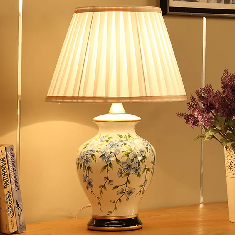 TUDA Simple Modern Ceramic Dimming Table Lamp Wedding Home Remote Control European Retro | Лампы и освещение