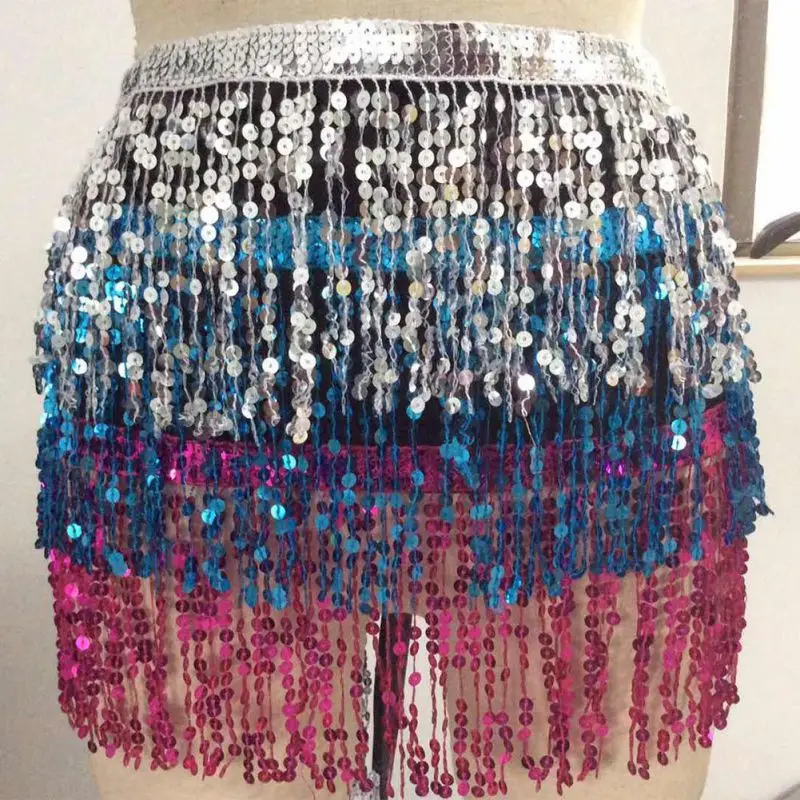 

Rainbow Belly Dance Belt Samba Carnival Costumes Exotic Dancewear Hip Scarf Gypsy Tribal Belly Dancing Tassel Fringe Belts