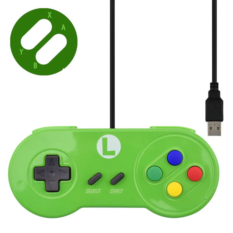 Небесно-голубой Пользовательский игровой контроллер 3 цвета Проводной USB геймпад джойстик для 8 битных игр для ПК и Mac для Windows 7/10 - Цвет: Небесно-голубой
