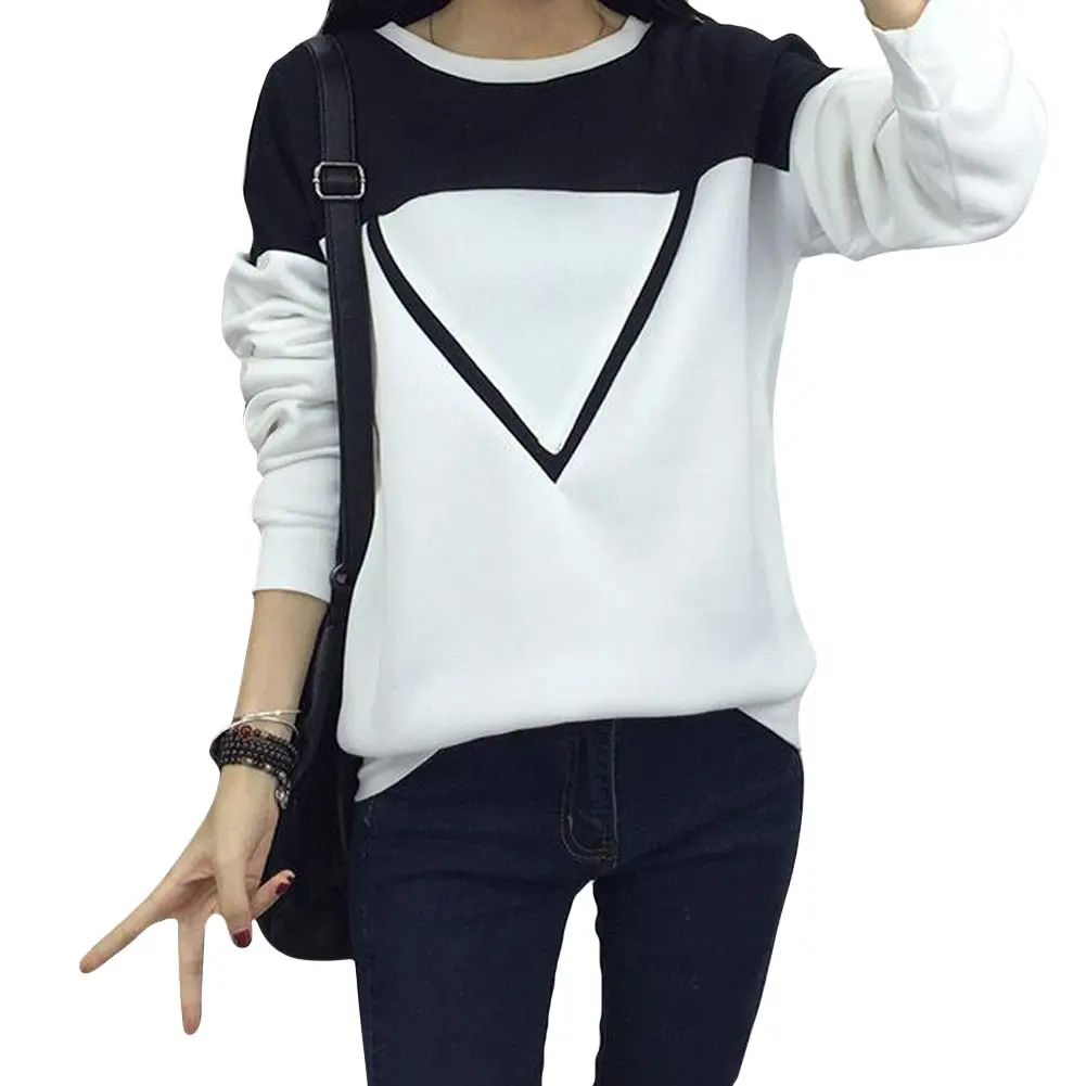 Новинка 2017 модные зимние черно-белые лоскутные толстовки с капюшоном женский