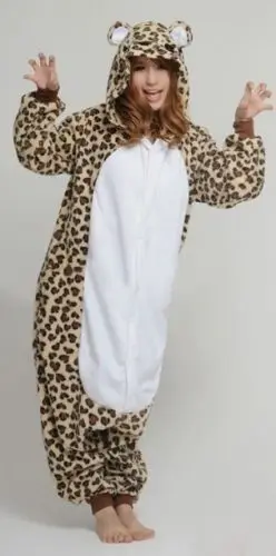 Onesie/ ; Пижама кигуруми в виде животных; комбинезон с единорогом; унисекс; женская одежда для сна с капюшоном; зимняя Фланелевая пижама с жирафом для взрослых - Цвет: Leopard