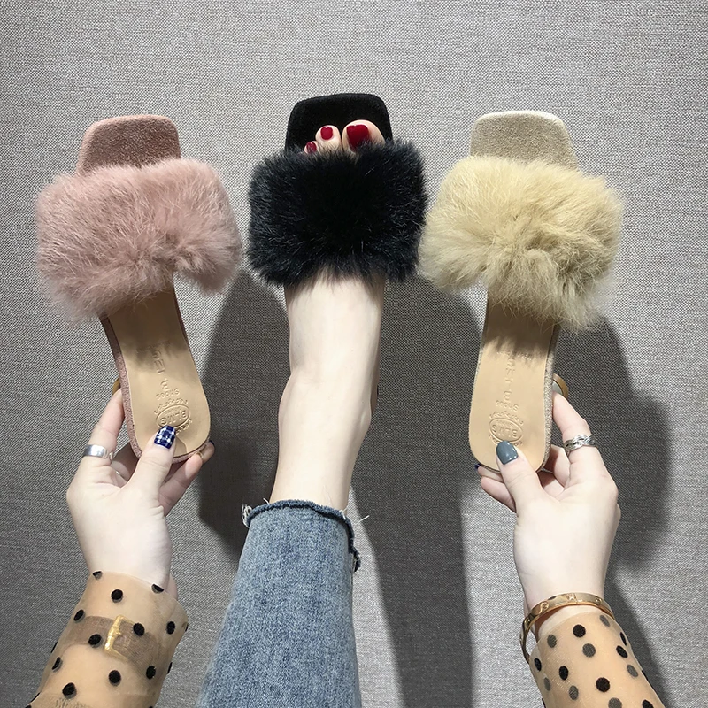 Новинка лета 2019 женские туфли на меху с одной ногой маленькие легкие тапочки